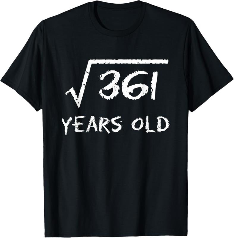 100% Cotton Square Root of 361 19th Birthday 19 Years Old Math Funny T-Shirt Hoodie Sweatshirt | PrintMintTees.com