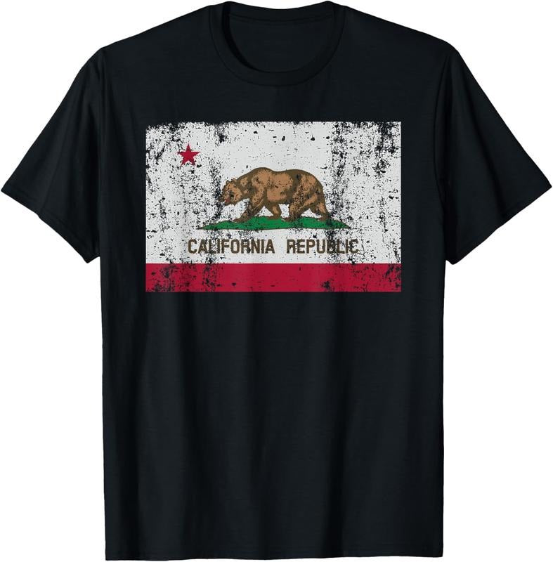 100% Cotton State of California Flag Vintage Distressed Retro Gift T-Shirt Hoodie Sweatshirt | PrintMintTees.com
