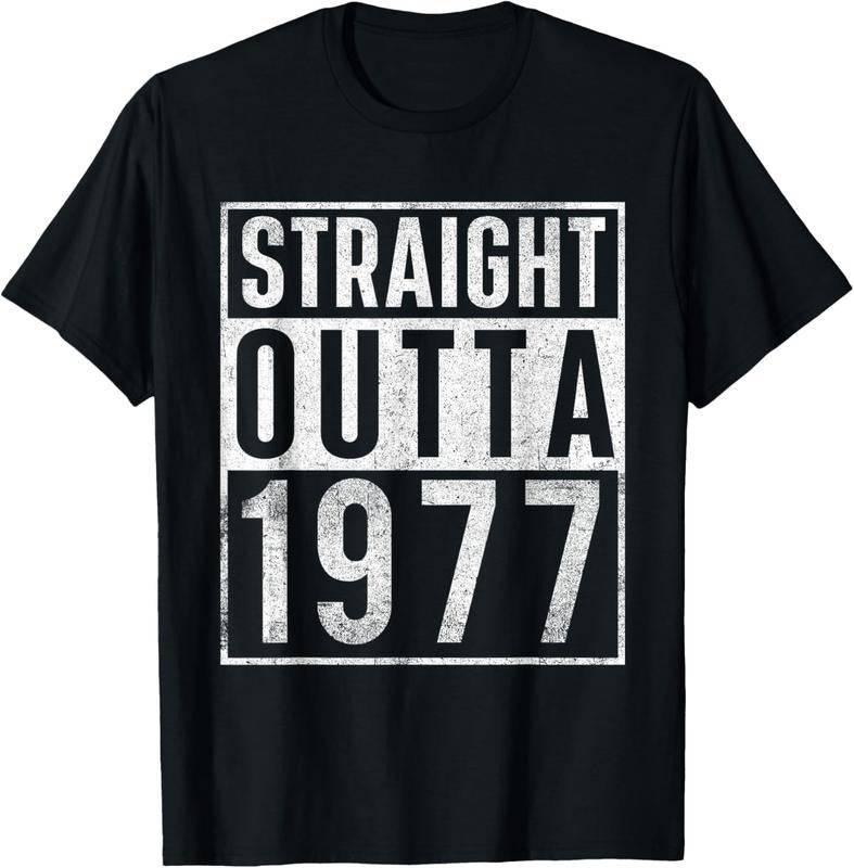 100% Cotton Straight Outta 1977 Year Of Birth Birthday T-Shirt Hoodie, Sweatshirt | PrintMintTees.com