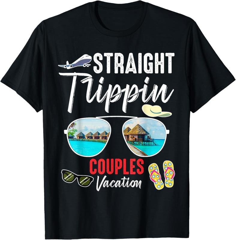 100% Cotton Straight Trippin Couples Trip 2025 Beach Summer Vacation T-Shirt Hoodie Sweatshirt | PrintMintTees.com
