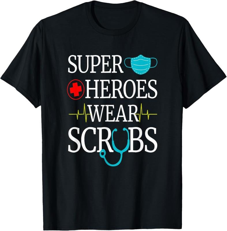 100% Cotton Super Heroes Wear Scrubs Nursing Cute Medical Nurse T-Shirt Hoodie, Sweatshirt | PrintMintTees.com