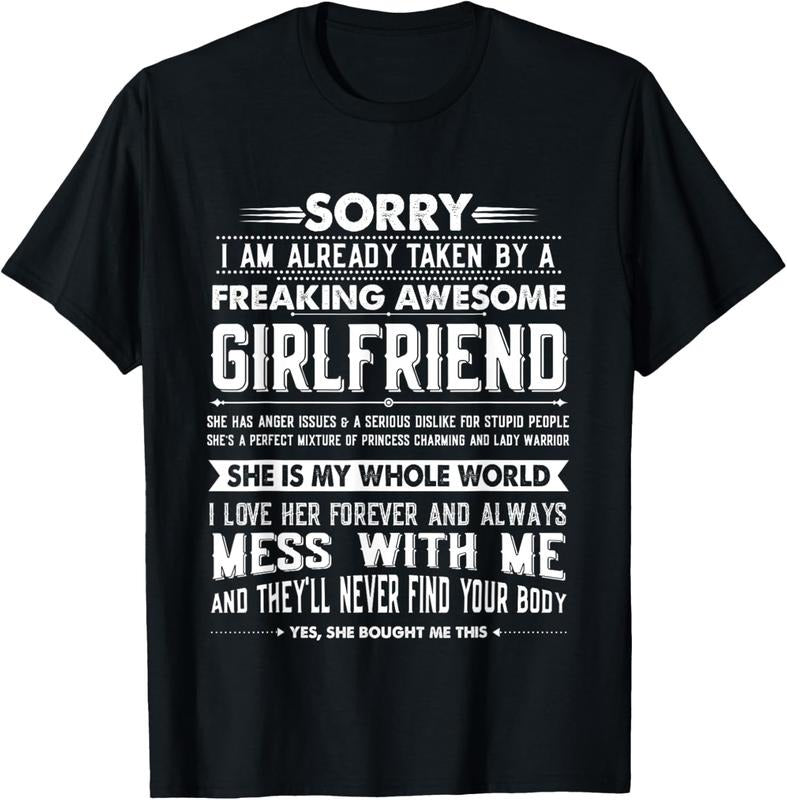 100% Cotton Taken Freaking Awesome Girlfriend Funny Boyfriend T-Shirts, Hoodie, Sweatshirt