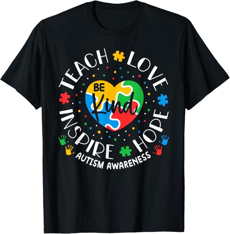 100% Cotton Teach Love Inspire Autism Awareness Teacher T-Shirts, Hoodie, Sweatshirt