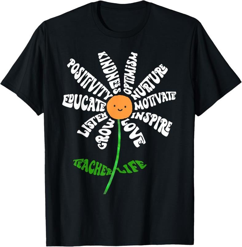 100% Cotton Teach Love Inspire Teachers Inspirational Flower Teachers T-Shirt Hoodie Sweatshirt | PrintMintTees.com