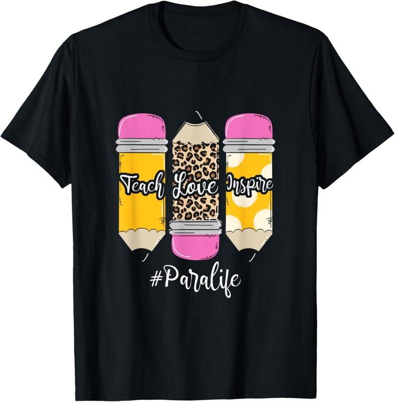 100% Cotton Teach Loves Inspire Para Life Paraprofessional Teacher T-Shirt Hoodie Sweatshirt | PrintMintTees.com