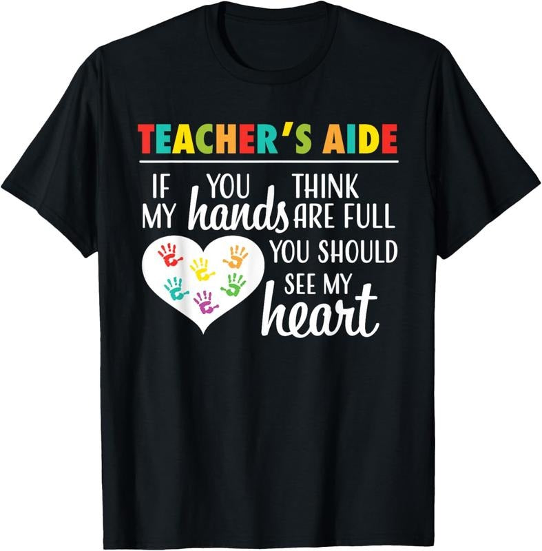 100% Cotton Teacher Aide Appreciation Cute Heart Tee for Women T-Shirt Hoodie, Sweatshirt | PrintMintTees.com
