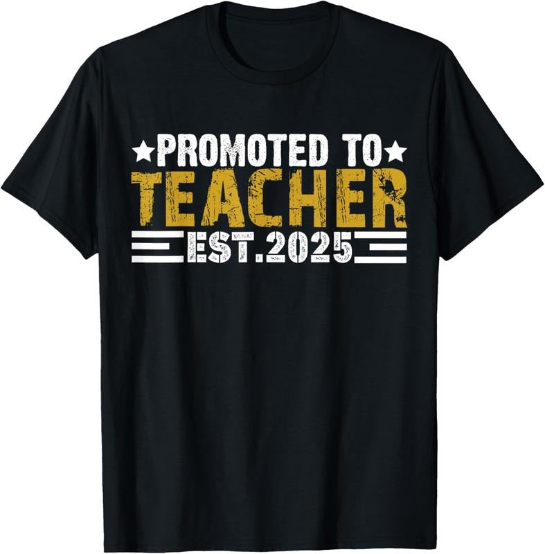 100% Cotton Teacher EST 2025 Promoted to Teacher Est. 2025 T-Shirt Hoodie Sweatshirt | PrintMintTees.com