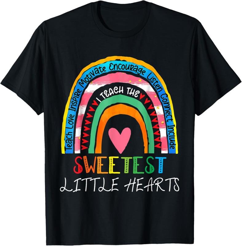 100% Cotton Teacher Teacher Rainbow Sweetest Hearts T-Shirts, Hoodie, Sweatshirt