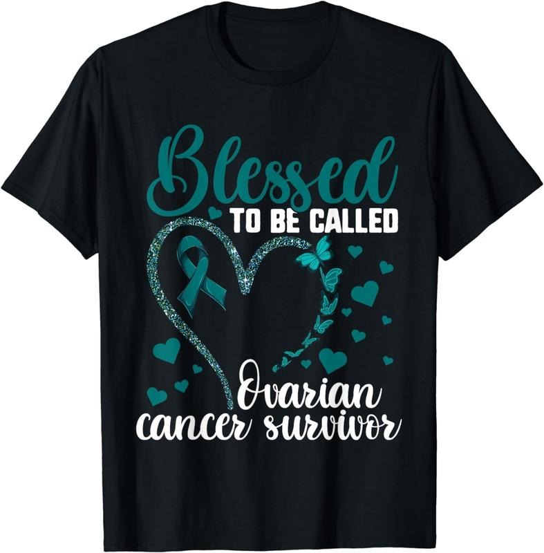 [100% Cotton]Teal Ribbon Shirt, Blessed To Be Ovarian Cancer Survivor T-Shirt Hoodie Sweatshirt | PrintMintTees.com