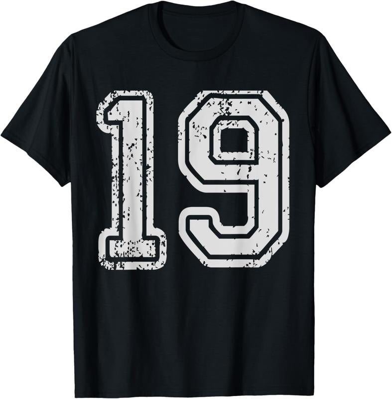 100% Cotton Team Jersey Uniforms Number 19 School Sports 19th Birthday T-Shirt Hoodie Sweatshirt | PrintMintTees.com
