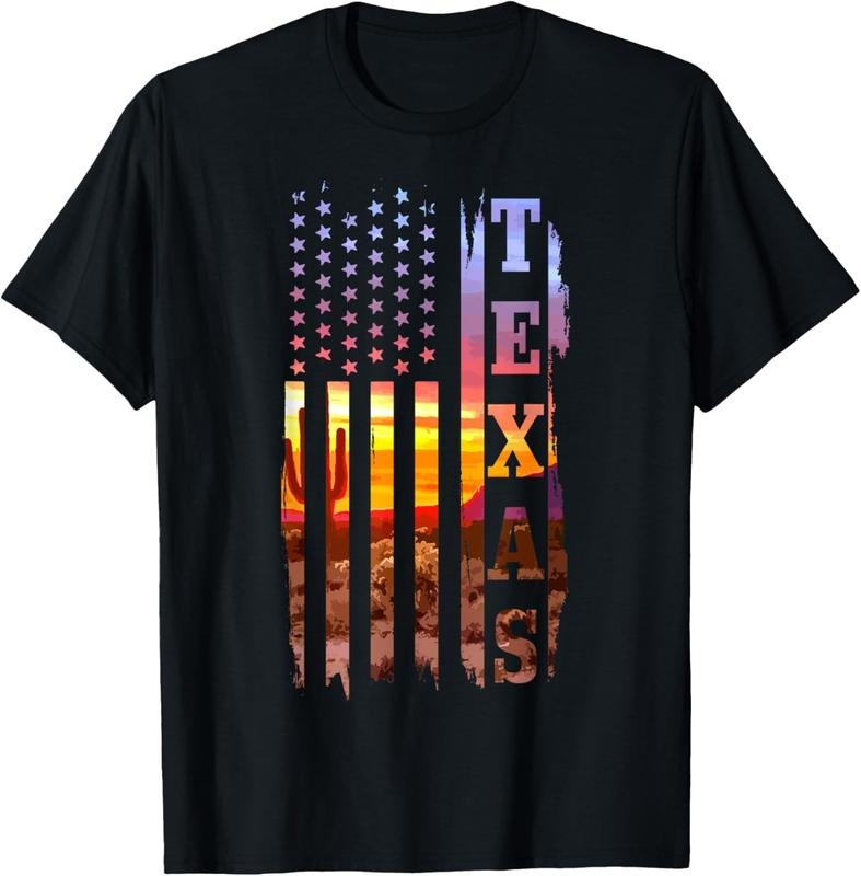 100% Cotton Texas American Flag Pride Landscape Cactus Patriotic Gift T-Shirt Hoodie, Sweatshirt | PrintMintTees.com