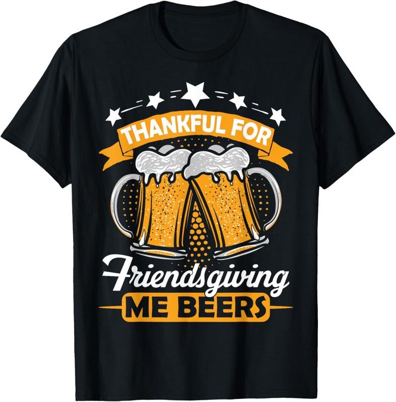 100% Cotton Thankful For Friendsgiving Me Beers Shirt Funny Thanksgiving T-Shirt Hoodie Sweatshirt | PrintMintTees.com