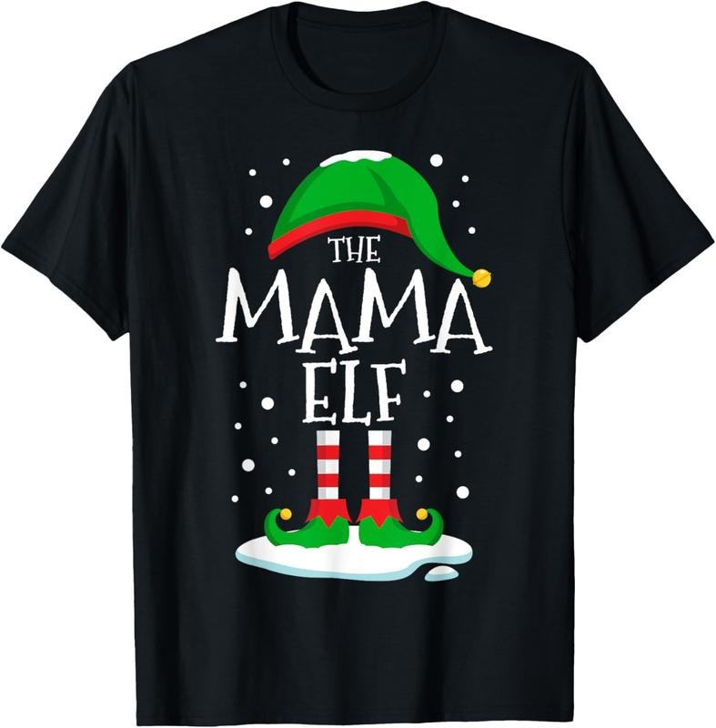 100% Cotton The Mama Elf Christmas Family Matching Xmas Mom Group Funny T-Shirt Hoodie, Sweatshirt | PrintMintTees.com