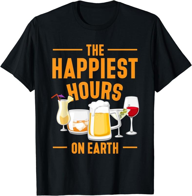 [100% Cotton]The happiest hours on earth retro design for cocktail lovers T-Shirt Hoodie Sweatshirt | PrintMintTees.com
