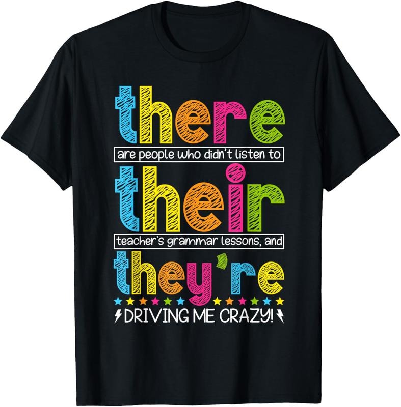 100% Cotton There Their They're English Grammar Teacher Back To School T-Shirt Hoodie, Sweatshirt | PrintMintTees.com