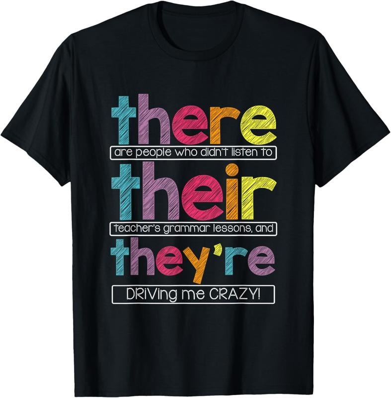 100% Cotton There Their They're English Grammar Teacher Funny Humor T-Shirt Hoodie Sweatshirt | PrintMintTees.com
