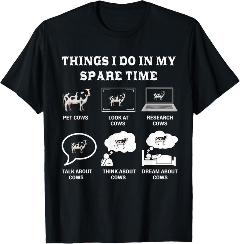100% Cotton Things I Do In My Spare Time Cow Lover Farmer Cows Gifts T-Shirt Hoodie Sweatshirt | PrintMintTees.com