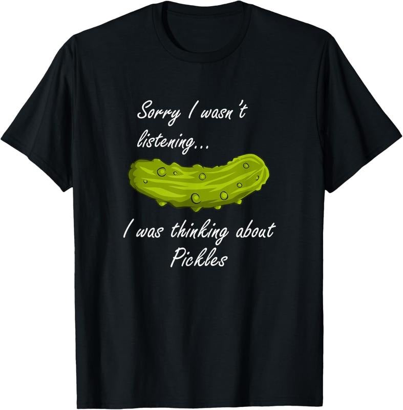 100% Cotton Thinking About Pickles Funny Saying Fermented Cucumber T-Shirts, Hoodie, Sweatshirt