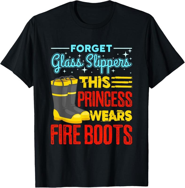 100% Cotton This Princess Wears Fire Boots Firefighter Shirt T-Shirts, Hoodie, Sweatshirt
