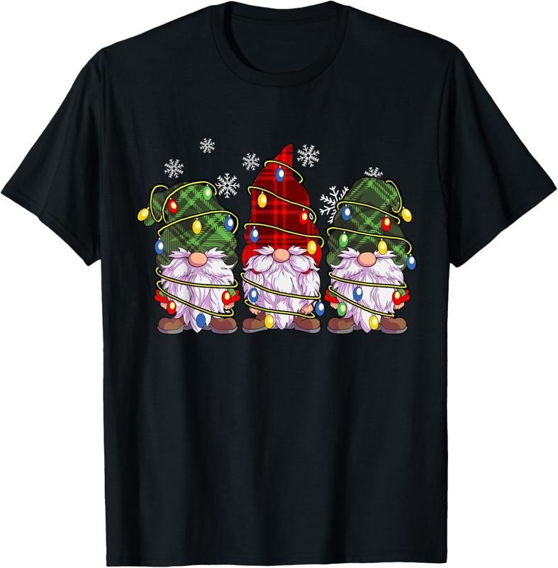 100% Cotton Three Gnomes Men Women Buffalo Plaid Red Christmas T-Shirt Hoodie Sweatshirt | PrintMintTees.com