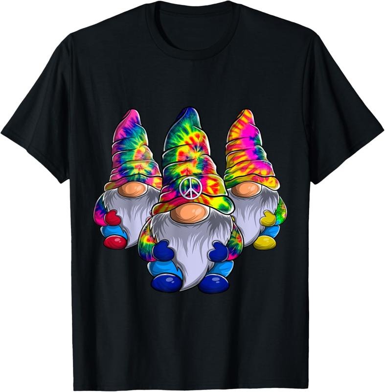 100% Cotton Three Hippie Gnomes Peace Gnome Funny Retro Tie Diy T-Shirts, Hoodie, Sweatshirt