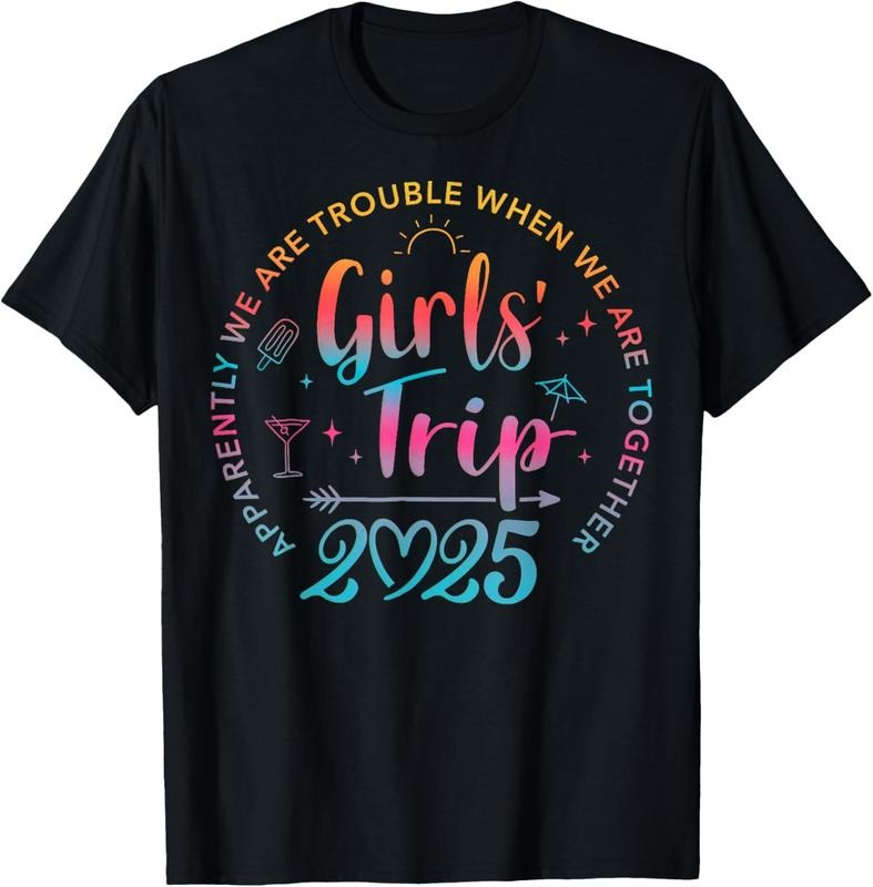100% Cotton Tie Dye Girls Trip 2025 Trouble When We Are Together T-Shirt Hoodie, Sweatshirt | PrintMintTees.com