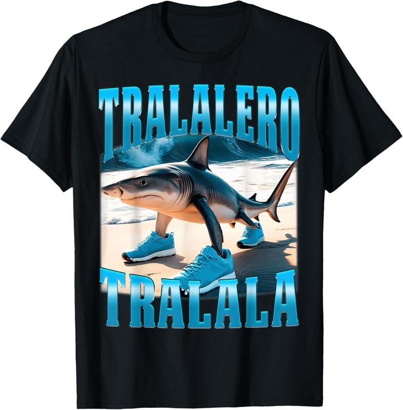 100% Cotton Tralalero Tralala Funny Italian Brainrot Shark Meme Bootleg T-Shirt Hoodie Sweatshirt | PrintMintTees.com