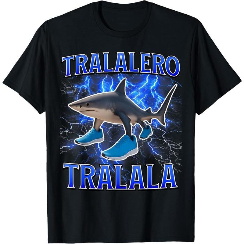 100% Cotton Tralalero Tralala Funny Shark Italian Brainrot Meme T-Shirt Hoodie Sweatshirt | PrintMintTees.com
