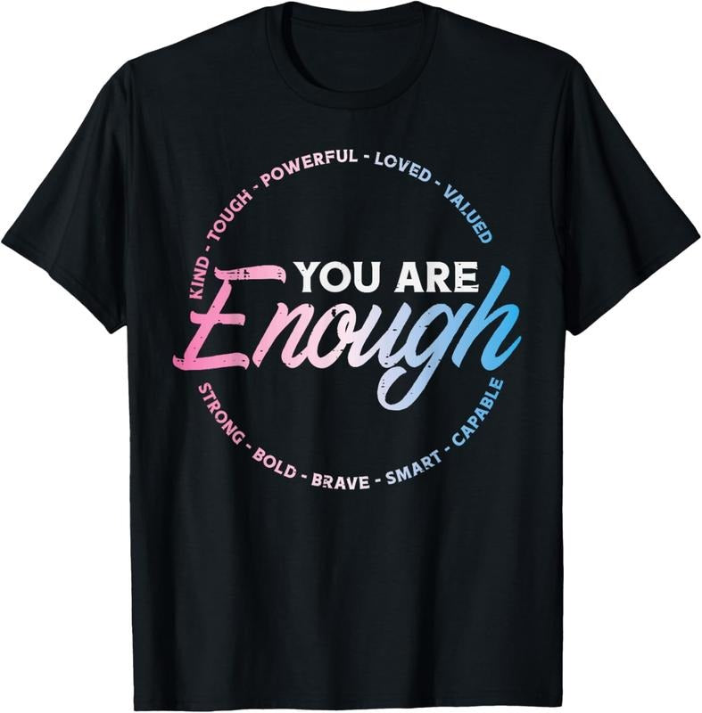 100% Cotton Transgender You Are Enough Trans Pride Flag LGBTQ Women Men T-Shirt Hoodie, Sweatshirt | PrintMintTees.com