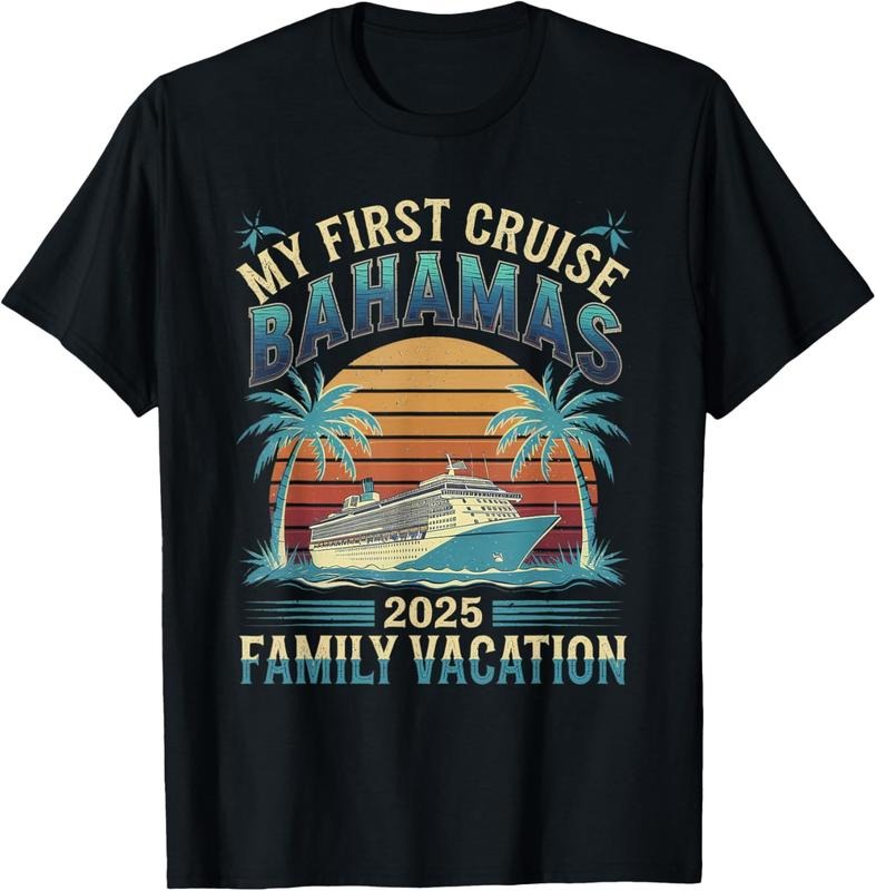 100% Cotton Tropical Cruise My First Cruise Bahamas 2025 Family Vacation T-Shirt Hoodie Sweatshirt | PrintMintTees.com