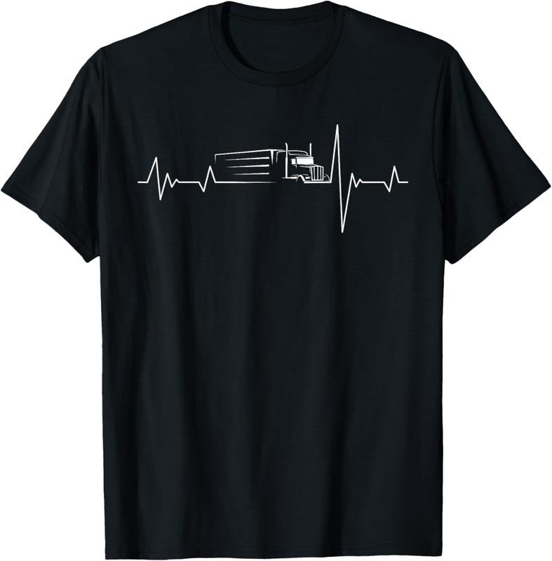 100% Cotton Truck driver heart beat 18 wheeler semi-trailer tractor T-Shirt Hoodie Sweatshirt | PrintMintTees.com