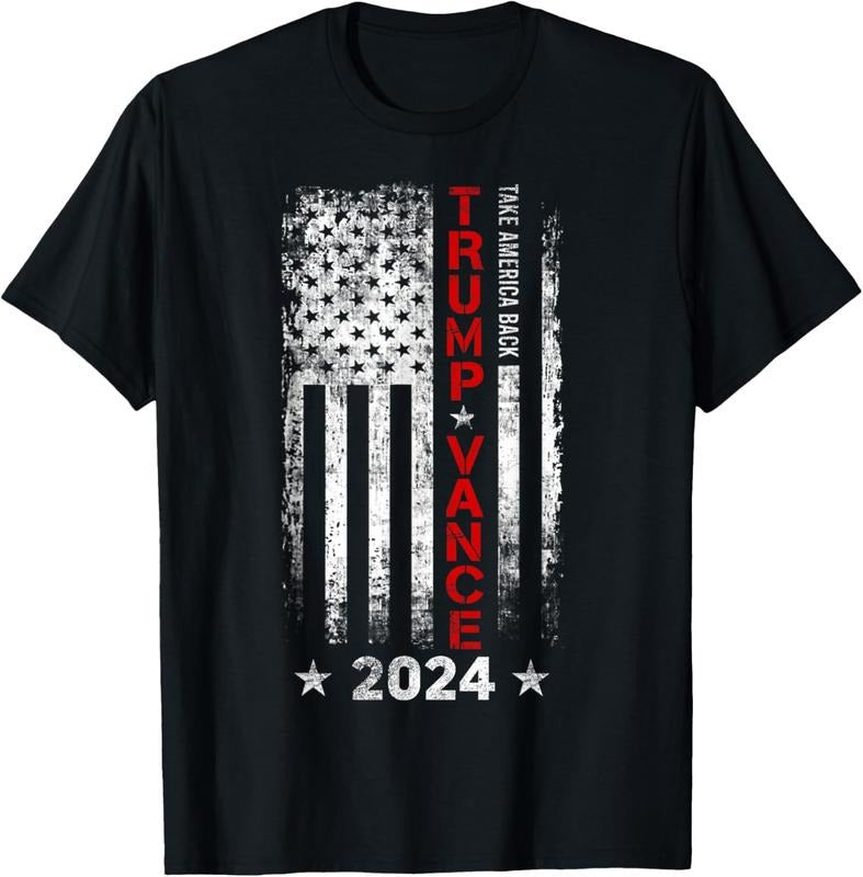 100% Cotton Trump Vance 2024 US Flag Vintage Take America Back 2024 T-Shirts, Hoodie, Sweatshirt