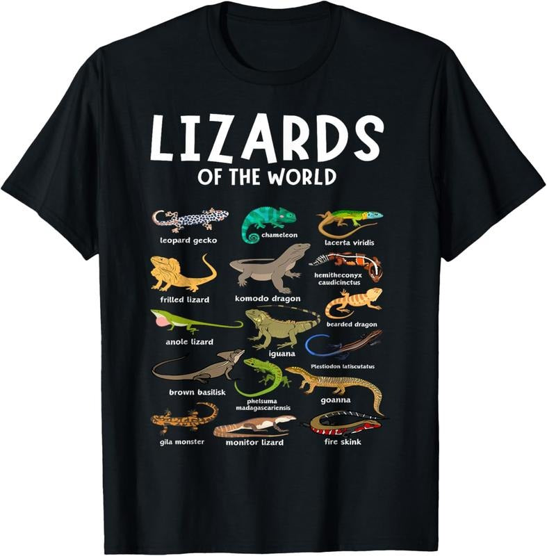 100% Cotton Types of Lizards of the World Reptile Herpetology Lizard T-Shirt Hoodie Sweatshirt | PrintMintTees.com