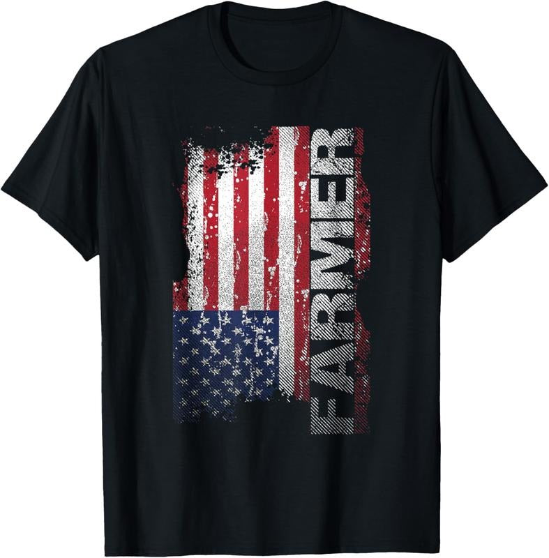 100% Cotton USA Flag Farmer T-Shirt, American Farmers Tee Patriotic Gift T-Shirt Hoodie, Sweatshirt | PrintMintTees.com