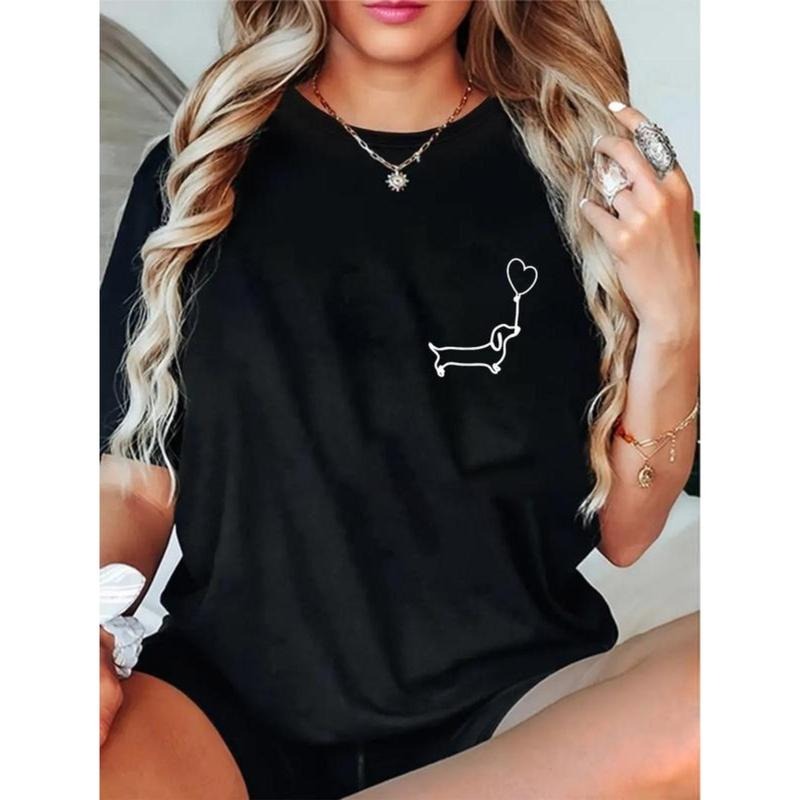 100% Cotton Unisex Dachshund Doxie Hand-Drawn Minimalist Weiner Dog Line Art T-Shirt Hoodie Sweatshirt | PrintMintTees.com