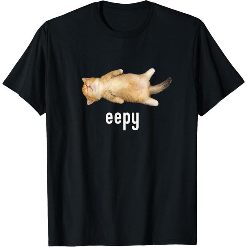 100% Cotton Unisex Eepy Cat, Silly Sleepy Cat Meme T-Shirt Hoodie Sweatshirt | PrintMintTees.com