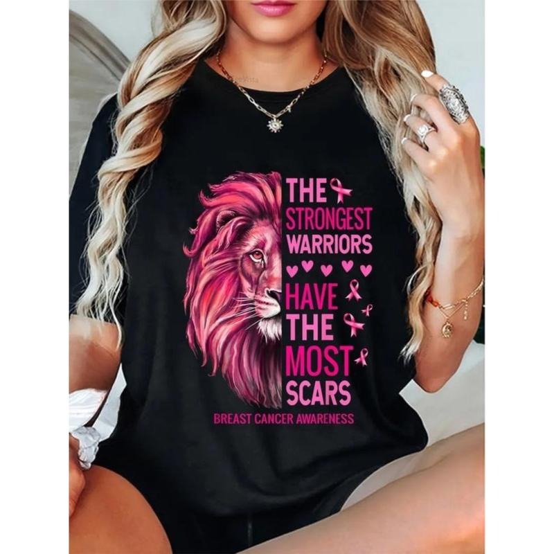 100% Cotton Unisex Lion Funny Breast Cancer Awareness Survivor Warrior T-Shirt Hoodie Sweatshirt | PrintMintTees.com