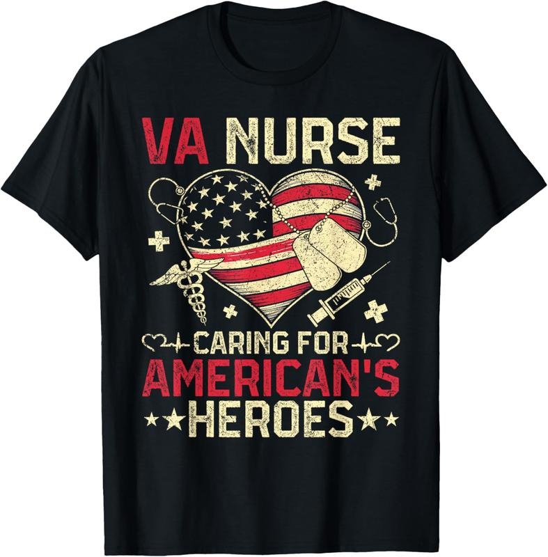 100% Cotton VA Nurse Caring For America's Heroes Veterans Day USA Heart T-Shirt Hoodie Sweatshirt | PrintMintTees.com
