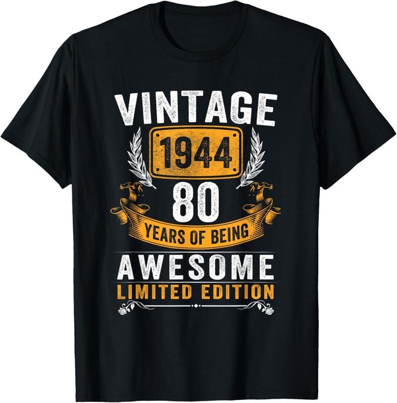 100% Cotton Vintage 1944 Made In 1944 80 Years Old Gifts 80th Birthday T-Shirt Hoodie Sweatshirt | PrintMintTees.com