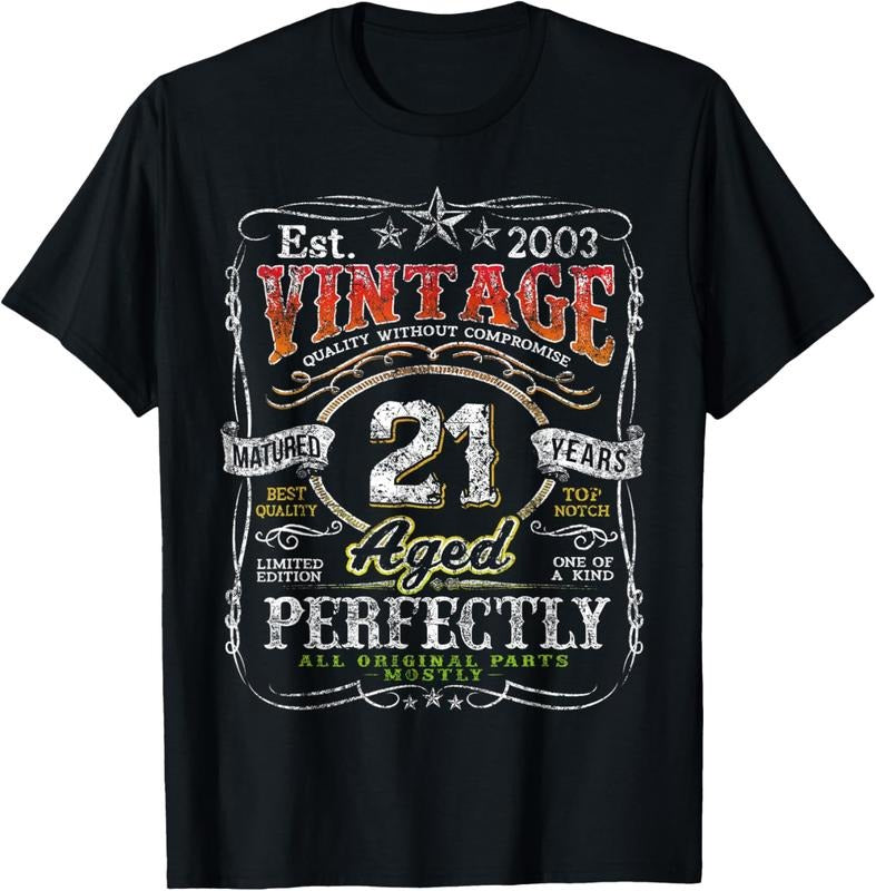 100% Cotton Vintage 2003 Limited Edition 21 year old Gifts 21st Birthday T-Shirt Hoodie, Sweatshirt | PrintMintTees.com