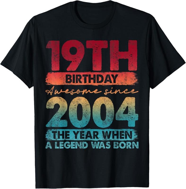 100% Cotton Vintage 2004 19 Year Old Gifts Limited Edition 19th Birthday T-Shirt Hoodie Sweatshirt | PrintMintTees.com