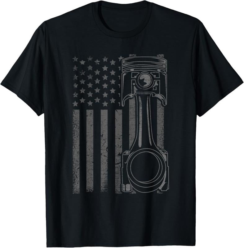 100% Cotton Vintage American Flag Piston Funny Muscle Car Mechanic Gift T-Shirt Hoodie Sweatshirt | PrintMintTees.com
