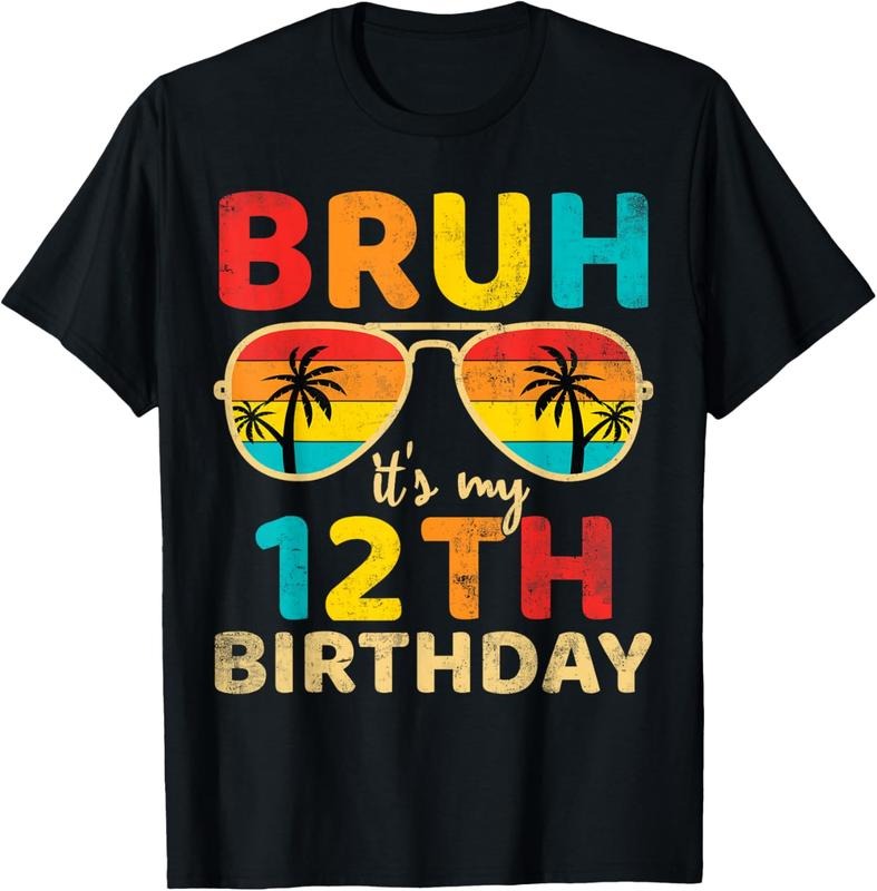 100% Cotton Vintage Bruh It's My 12th Birthday 12 Year Old Birthday boys T-Shirt Hoodie, Sweatshirt | PrintMintTees.com