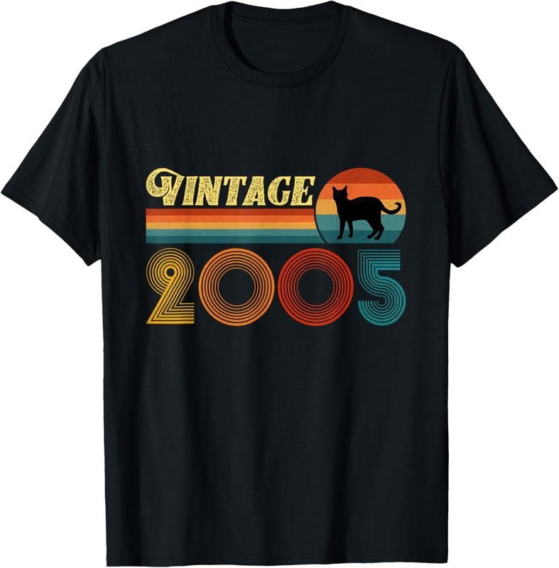 100% Cotton Vintage Funny Cat Shirt Birthday Gift 2005 Men Women 19 Year T-Shirt Hoodie Sweatshirt | PrintMintTees.com