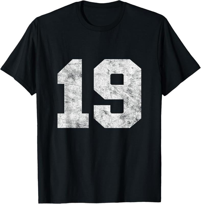 100% Cotton Vintage Lucky Number 19 Birthday Sports Player Team Athlete T-Shirt Hoodie Sweatshirt | PrintMintTees.com