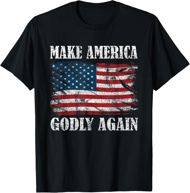 100% Cotton Vintage Make America Godly Again T-Shirt Hoodie, Sweatshirt | PrintMintTees.com