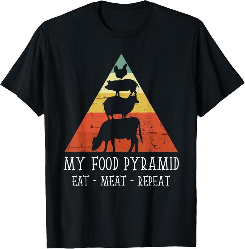 100% Cotton Vintage My Food Pyramid Eat Meat Repeat BBQ Lover BBQ Chef T-Shirt Hoodie, Sweatshirt | PrintMintTees.com