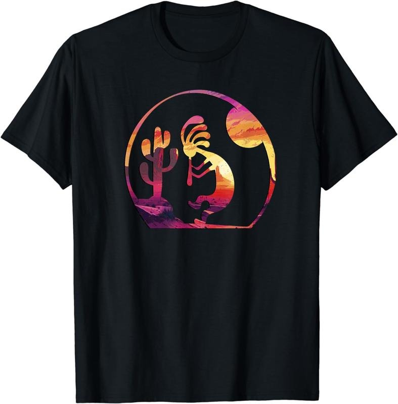 [100% Cotton]Vintage Native American Symbol Sunset Kokopelli T-Shirt Hoodie Sweatshirt | PrintMintTees.com