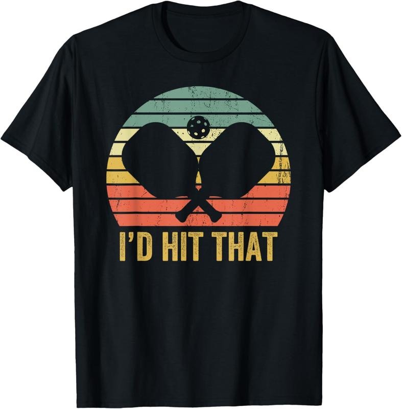 100% Cotton Vintage Pickleball Player Funny I'd Hit That Retro T-Shirt Hoodie, Sweatshirt | PrintMintTees.com