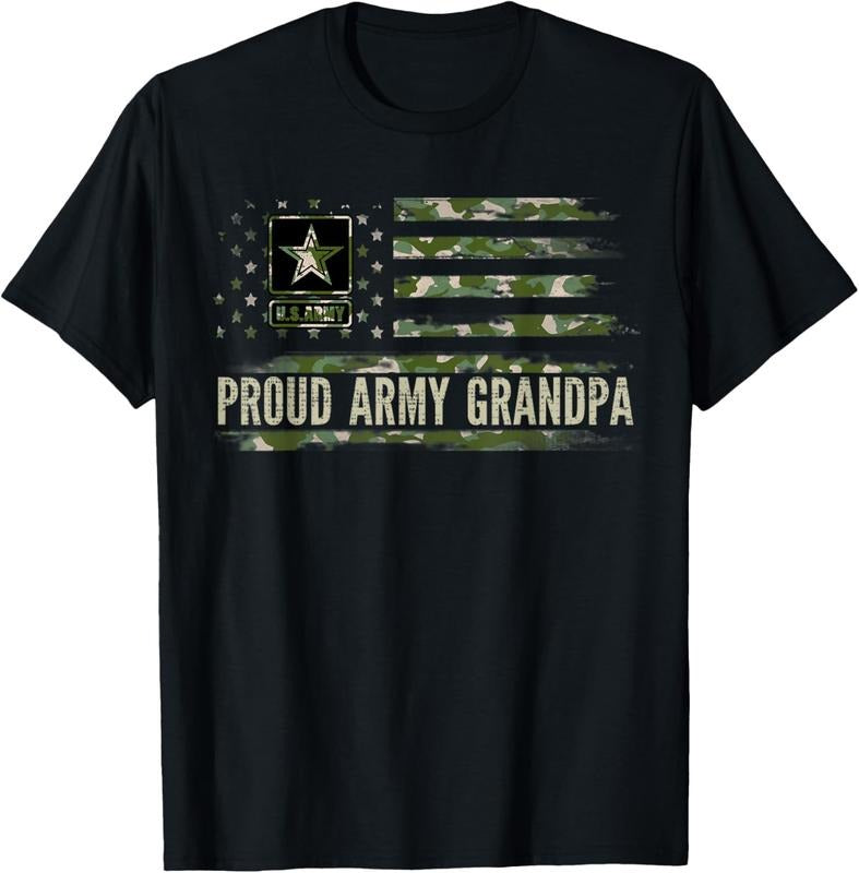 100% Cotton Vintage Proud Army Grandpa Camo American Flag Veteran T-Shirts, Hoodie, Sweatshirt